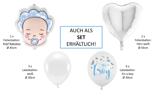 Folienballon Figur - Kopf Babyboy - ø 45cm